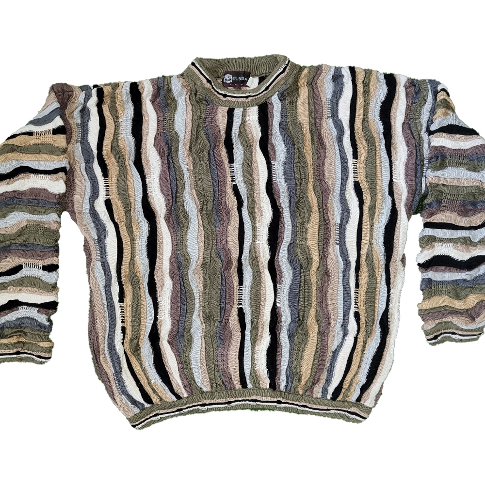Vintage Tundra Rare Tundra For Bachrach Sweater Large Coogi MultiColor 80s 90s